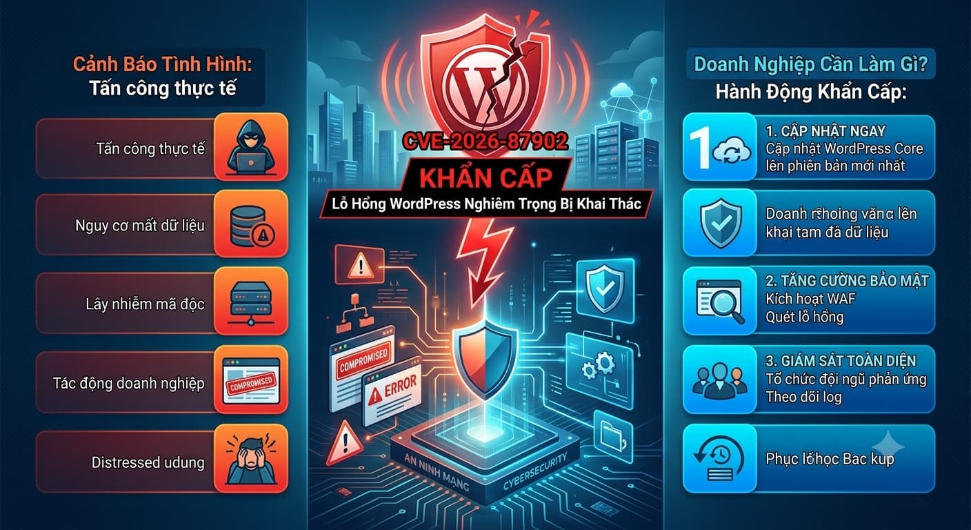 Cảnh báo khẩn cấp: Lỗ hổng nghiêm trọng CVE-2026-87902 trong WordPress Core đang bị khai thác thực tế – Doanh nghiệp cần làm gì?